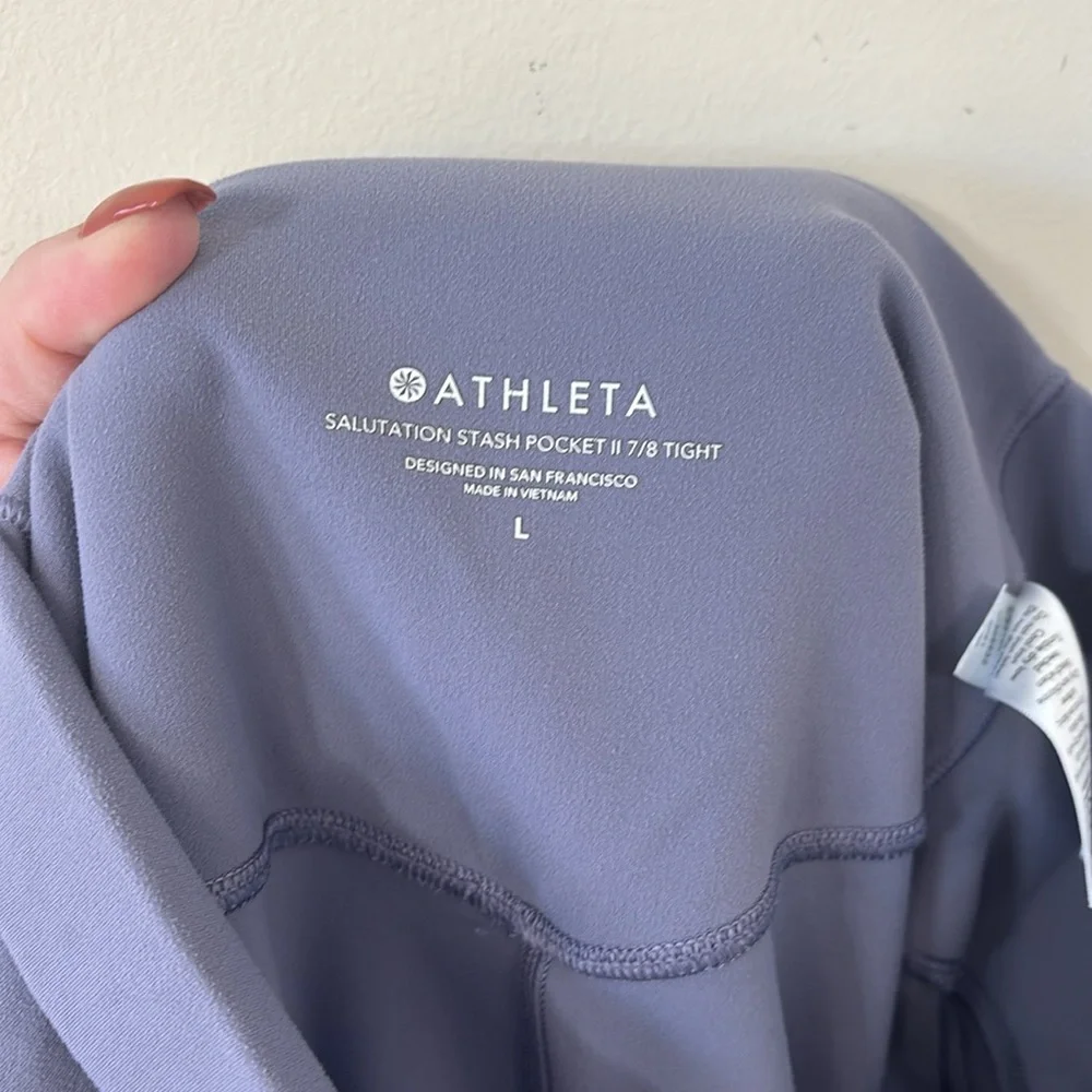 Athleta Salutation Stash High Rise 7/8 Legging Shadow Blue Size Large - Picture 10 of 11